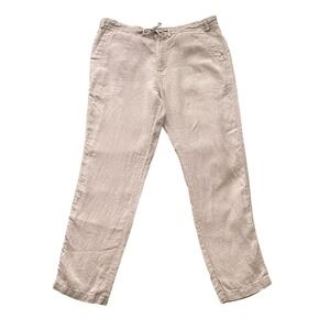 Mastro Moda Women's 3XL Linen Pants Beige Made in Italy Drawstring Relaxed